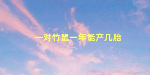 一对竹鼠一年能产几胎