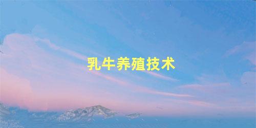 乳牛养殖技术
