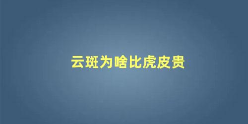 云斑为啥比虎皮贵