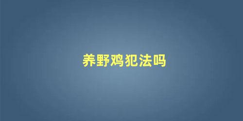 养野鸡犯法吗