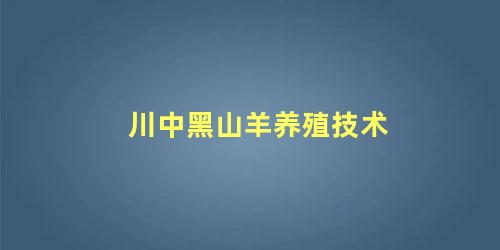 川中黑山羊养殖技术