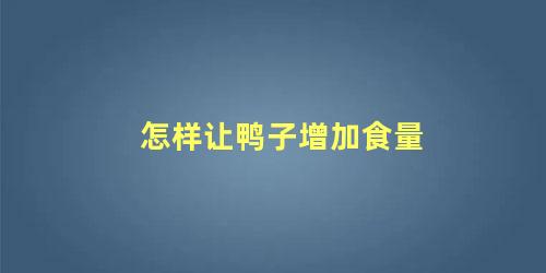 怎样让鸭子增加食量