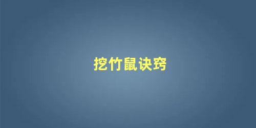 挖竹鼠诀窍