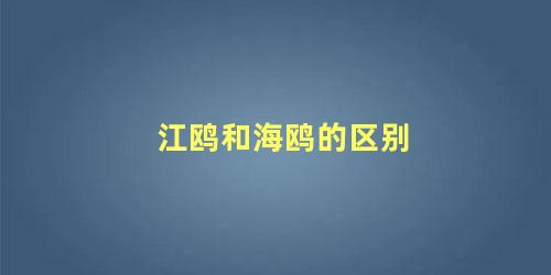 江鸥和海鸥的区别