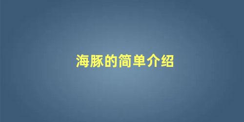 海豚的简单介绍
