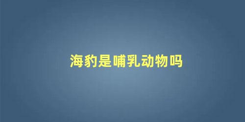 海豹是哺乳动物吗