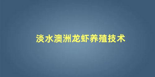 淡水澳洲龙虾养殖技术