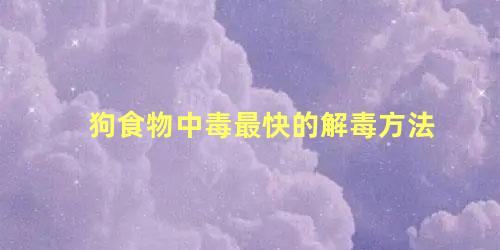 狗食物中毒最快的解毒方法