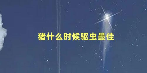猪什么时候驱虫最佳