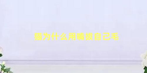 猫为什么用嘴拔自己毛
