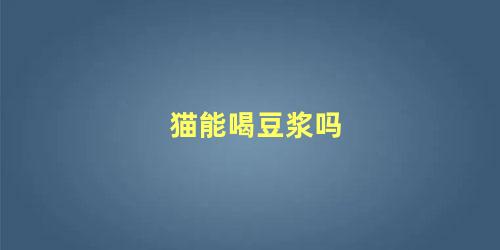 猫能喝豆浆吗