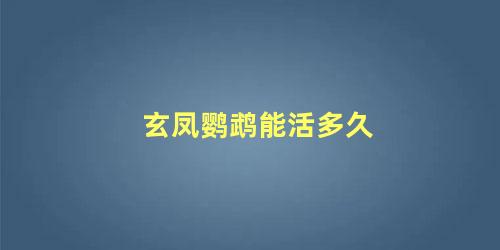 玄凤鹦鹉能活多久