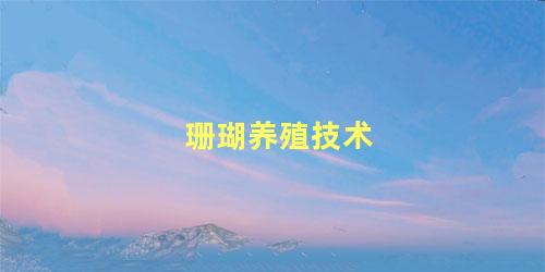珊瑚养殖技术