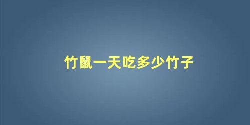 竹鼠一天吃多少竹子