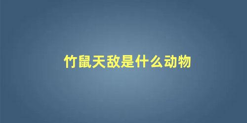 竹鼠天敌是什么动物