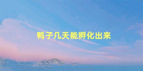 鸭子几天能孵化出来